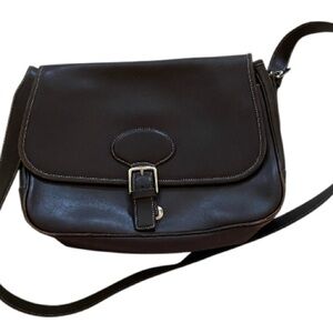Coach Vintage Dark Brown Leather Messenger Bag #NoK1S-7750 with silver hardware